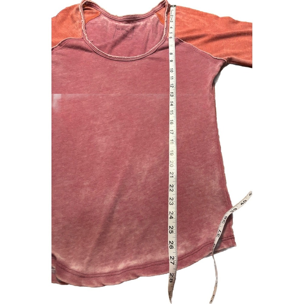We The Free Pink Peach Raglan Burnout 3/4 Sleeve Pullover Top, Womens Size Large - Picture 5 of 7